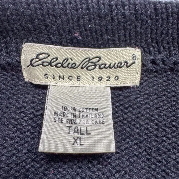 Eddie Bauer Sweater Mens XLT Tall Red Nordic Winter Colorful Festive Ski Outdoor - Picture 6 of 12